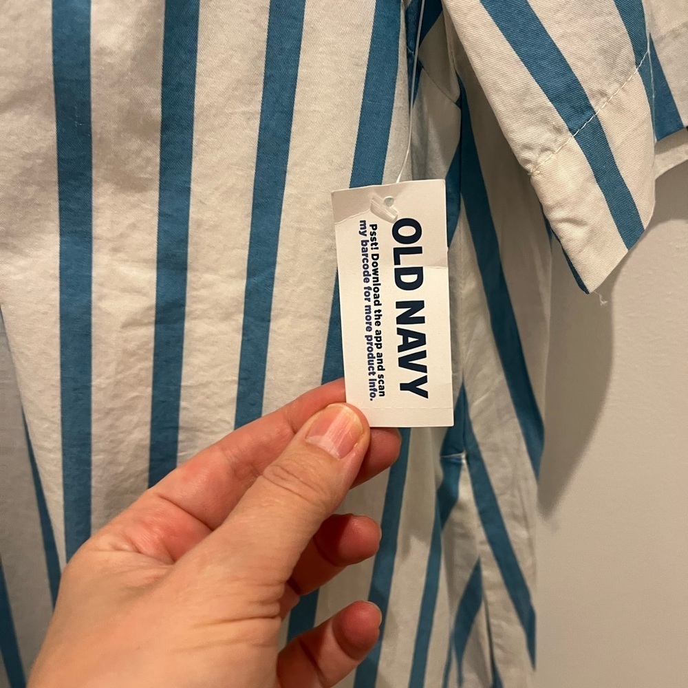 Old Navy Blue and White Striped Shirt Dress - Picture 8 of 17